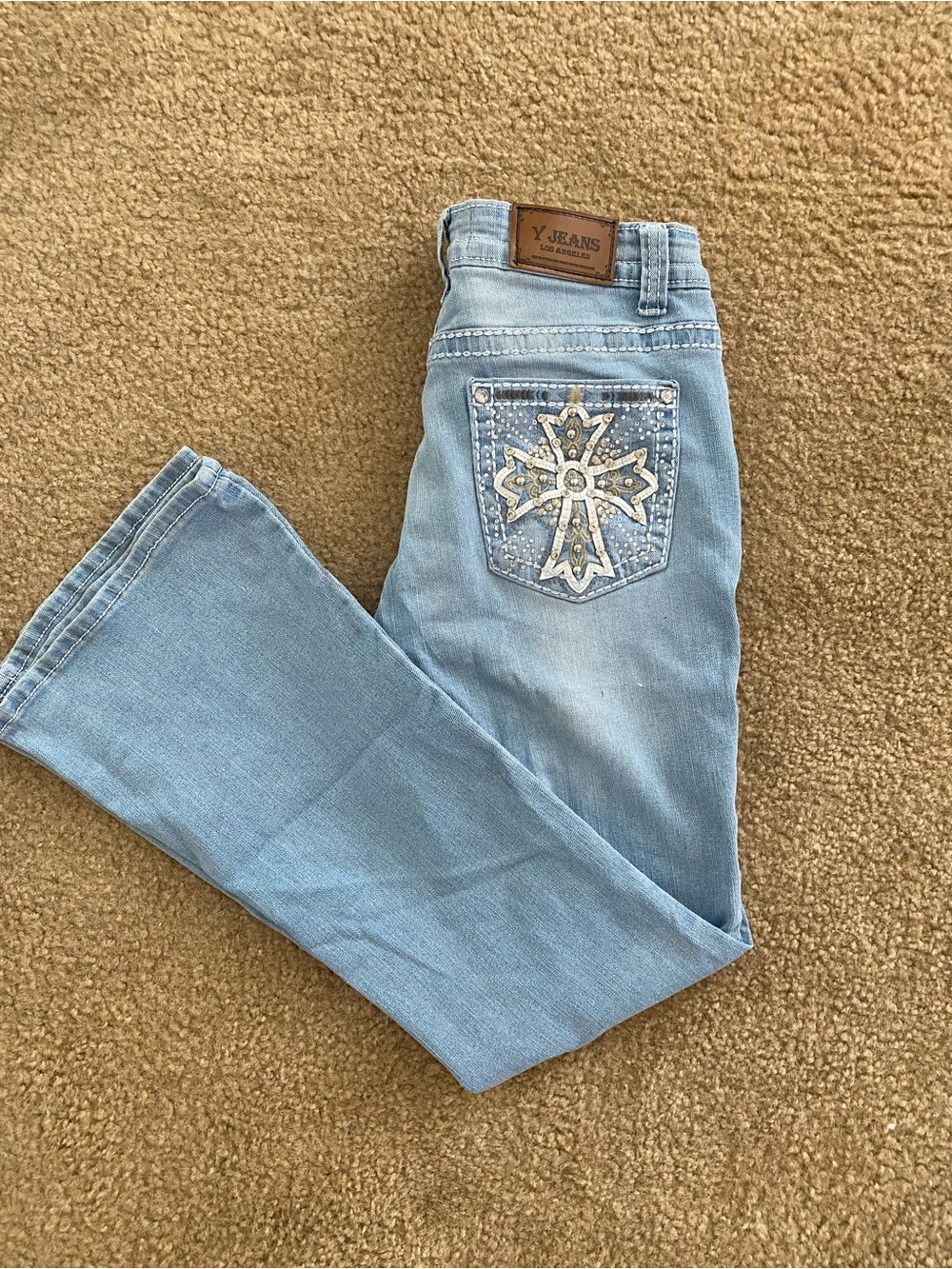Y Jeans Los Angeles Embellished Cross Bootcut Jeans Women’s Size 9/10 Y2K